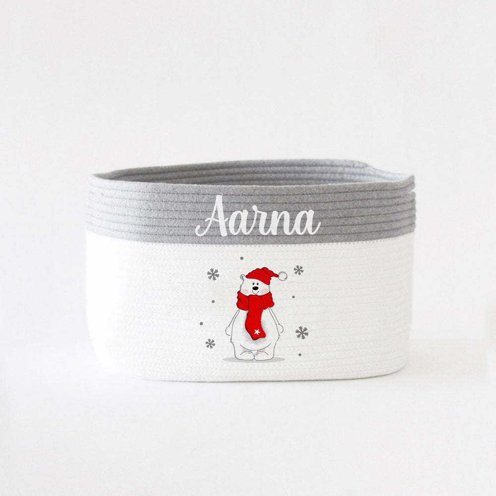 Christmas Basket - Medium - Polar Bear - Grey