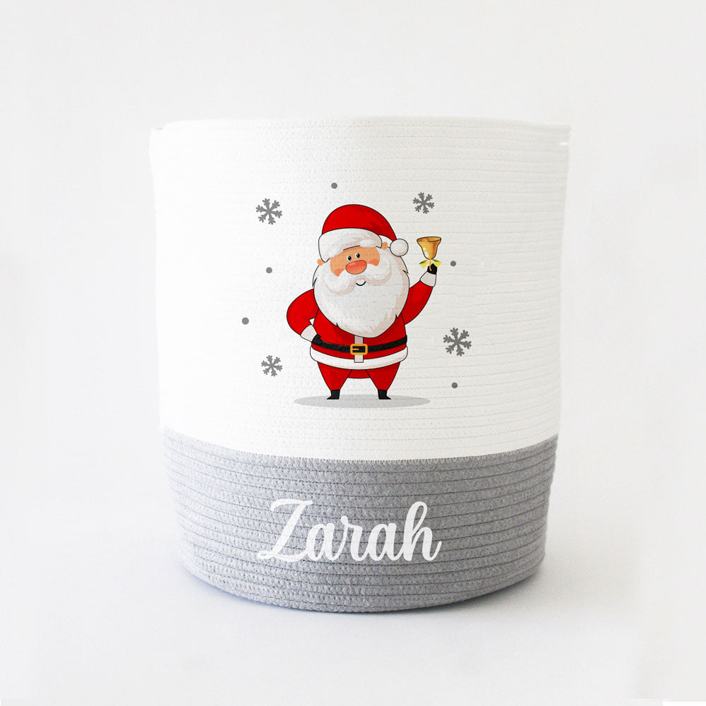 Christmas Basket - Large - Santa - Grey