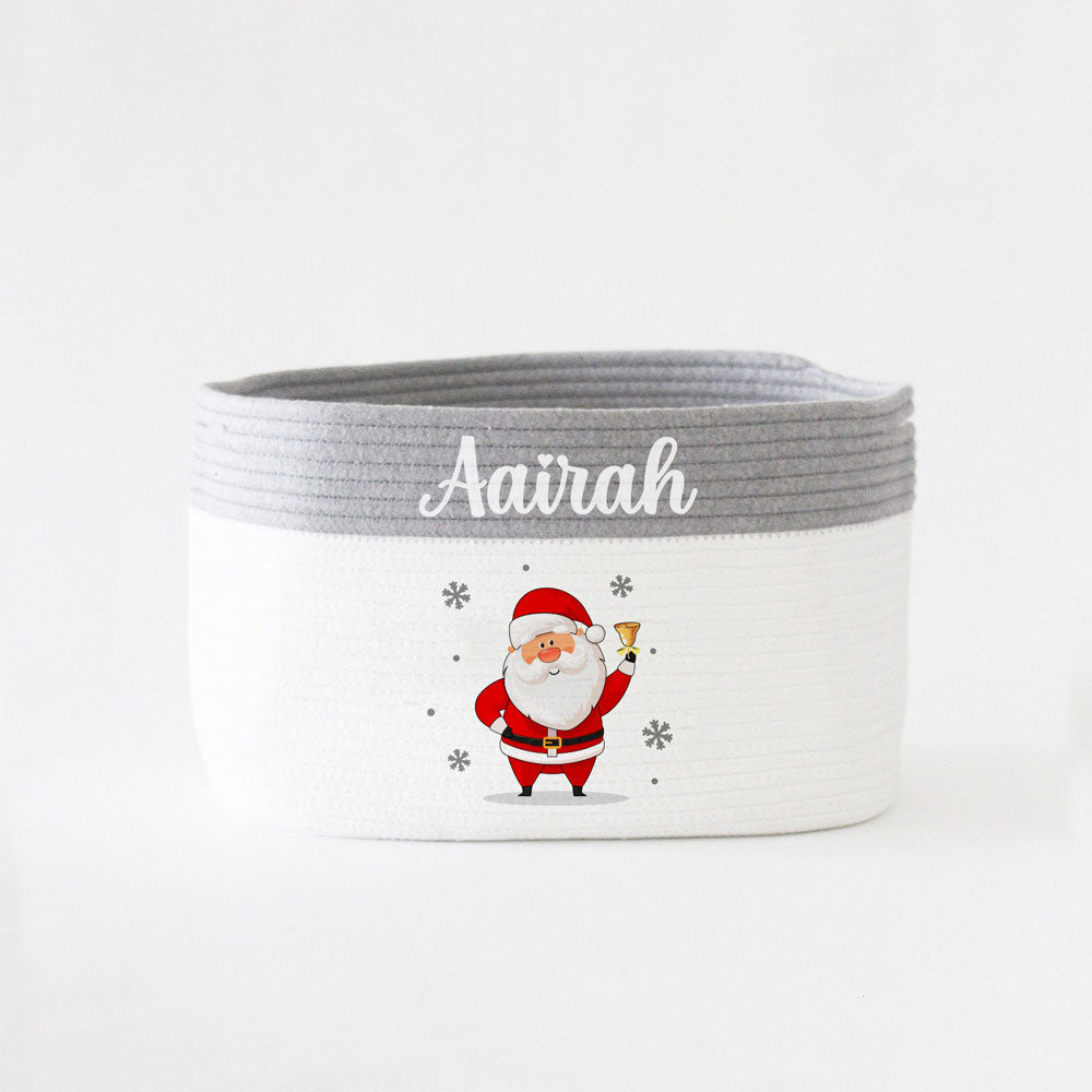 Christmas Basket - Medium - Santa - Grey