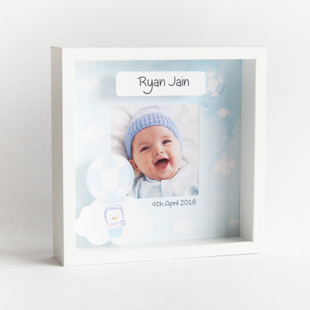 Shadow Box Frame - Hot Air Balloon - Blue