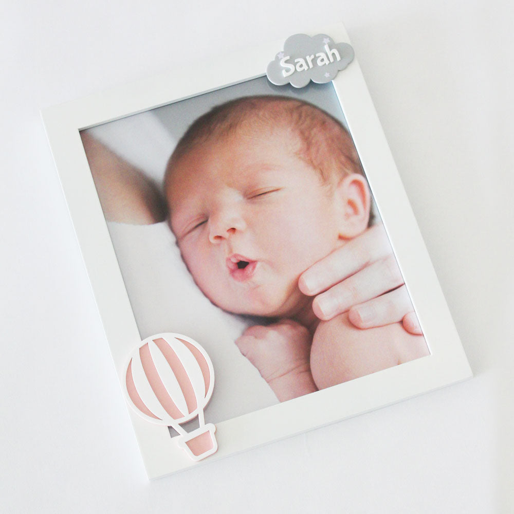 Hot Air Balloon Theme Personalized Name Frame - Pink