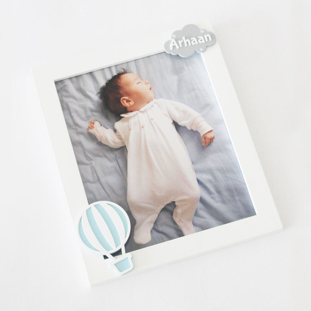 Hot Air Balloon Theme Personalized Name Frame - Blue