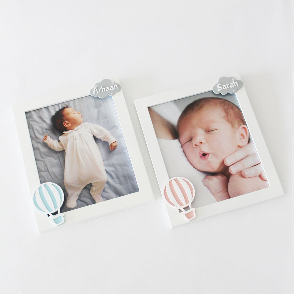 Hot Air Balloon Theme Personalized Name Frame - Pink