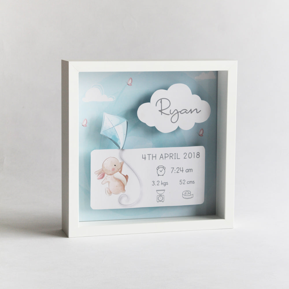 Shadow Box Birth Statistics Frame - Kite