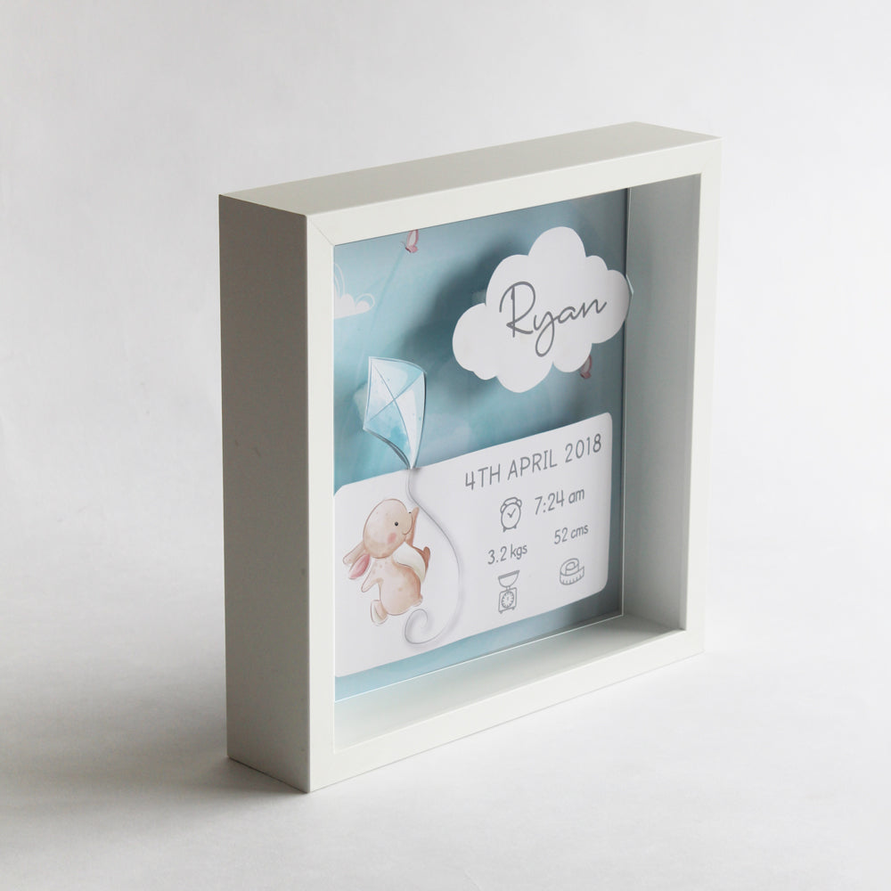 Shadow Box Birth Statistics Frame - Kite