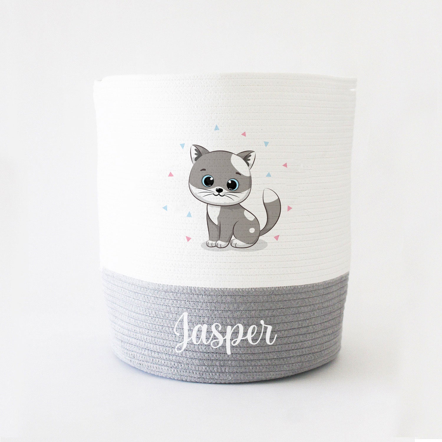 Storage Basket - Large - Kitten Theme - Grey