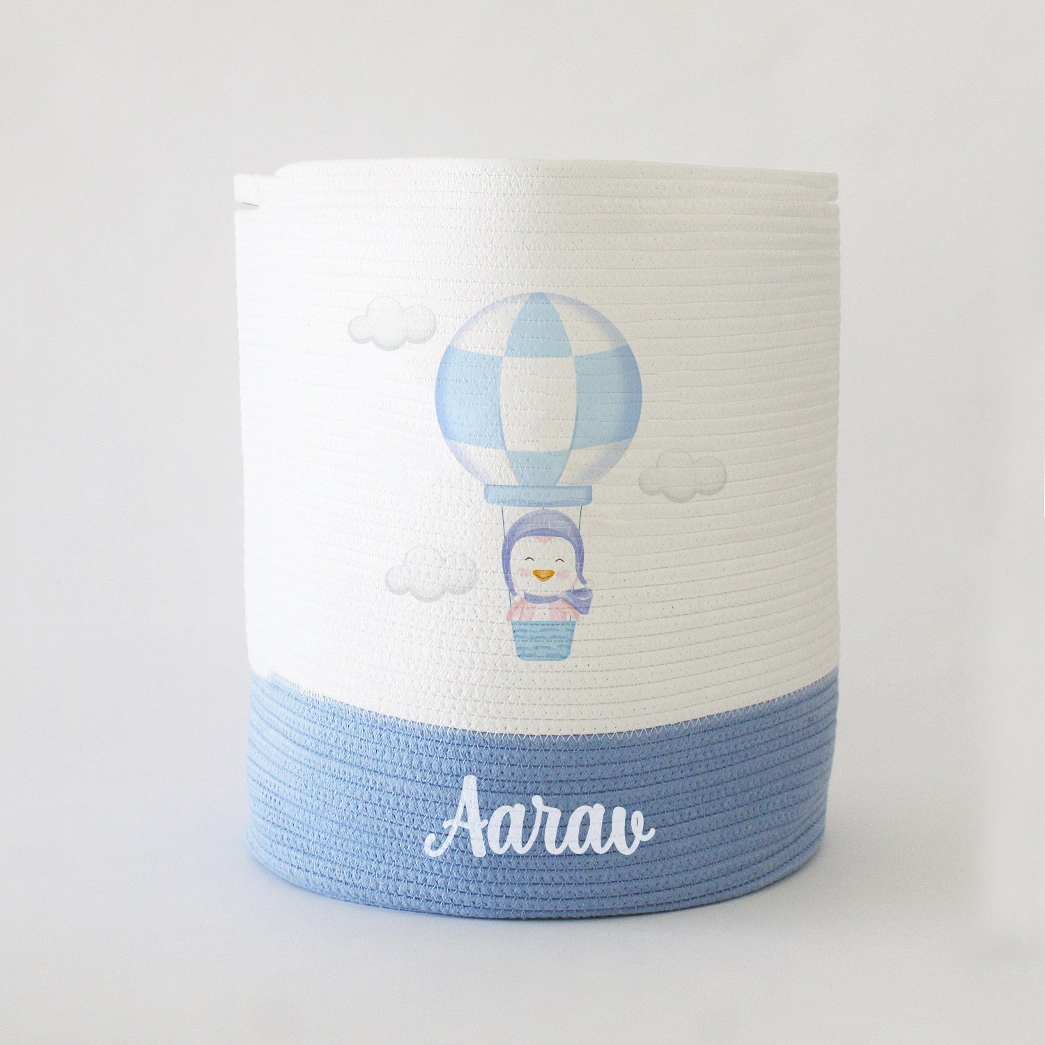 Personalized Storage Basket - Large - Hot Air Balloon Theme - Blue