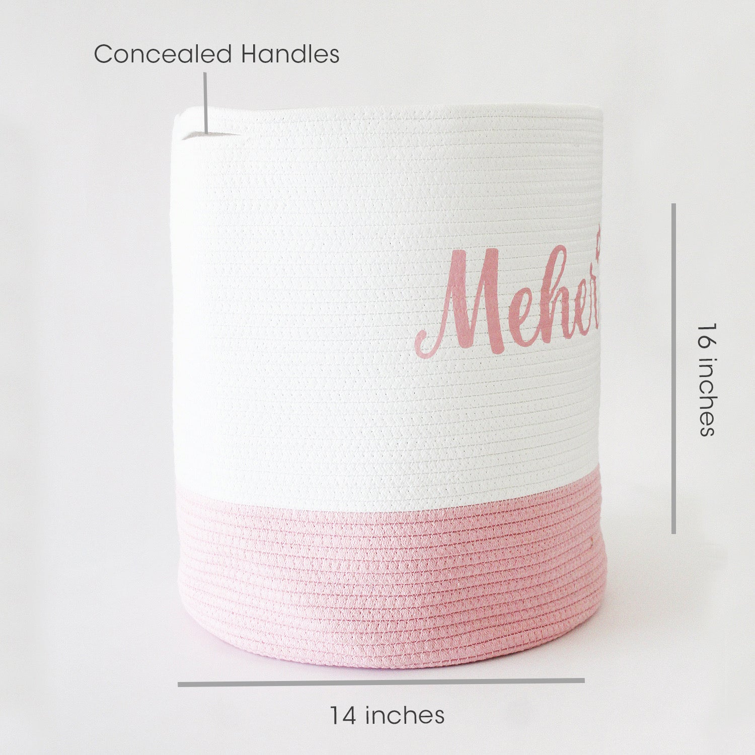 Personalized Storage Basket - Large - Cursive - Pink