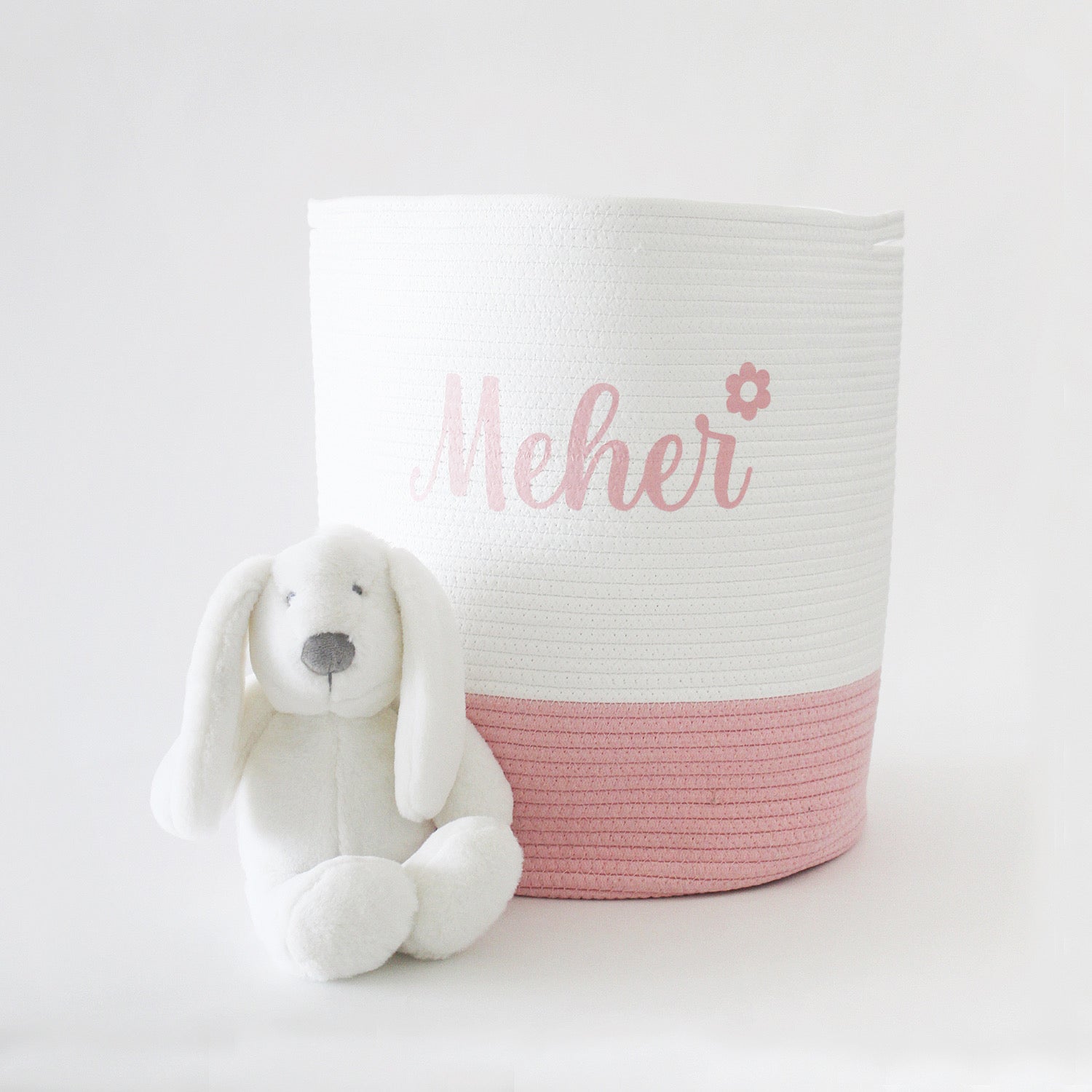 Personalized Storage Basket - Large - Cursive - Pink