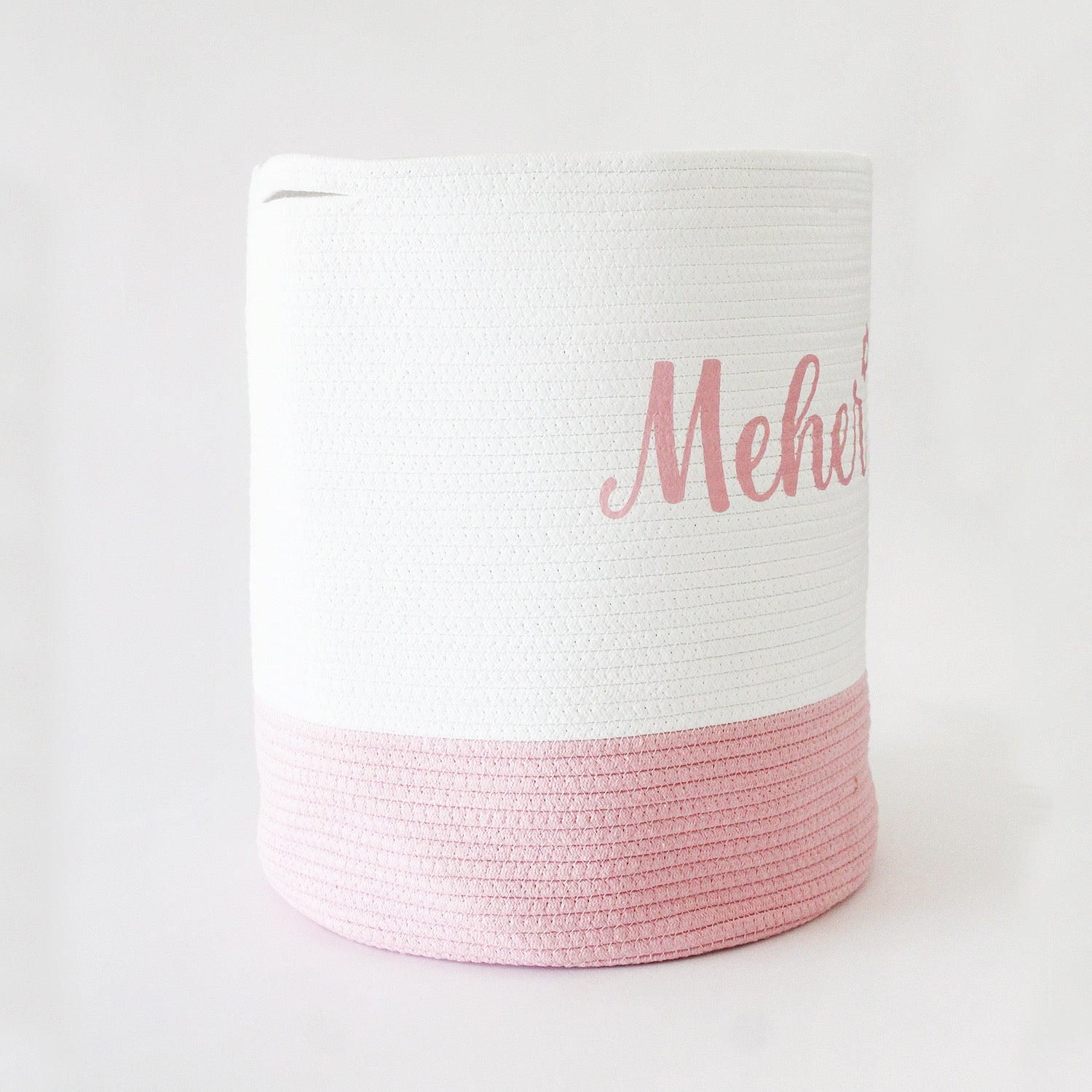 Personalized Storage Basket - Large - Cursive - Pink