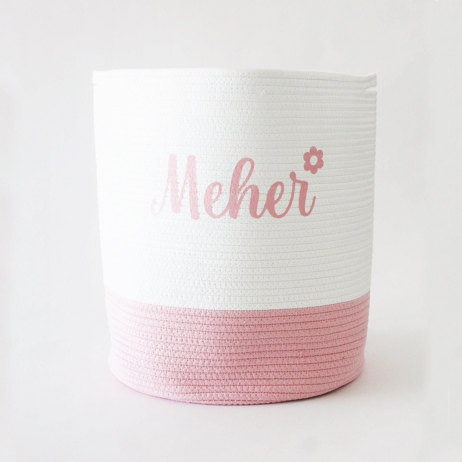 Personalized Storage Basket - Large - Cursive - Pink