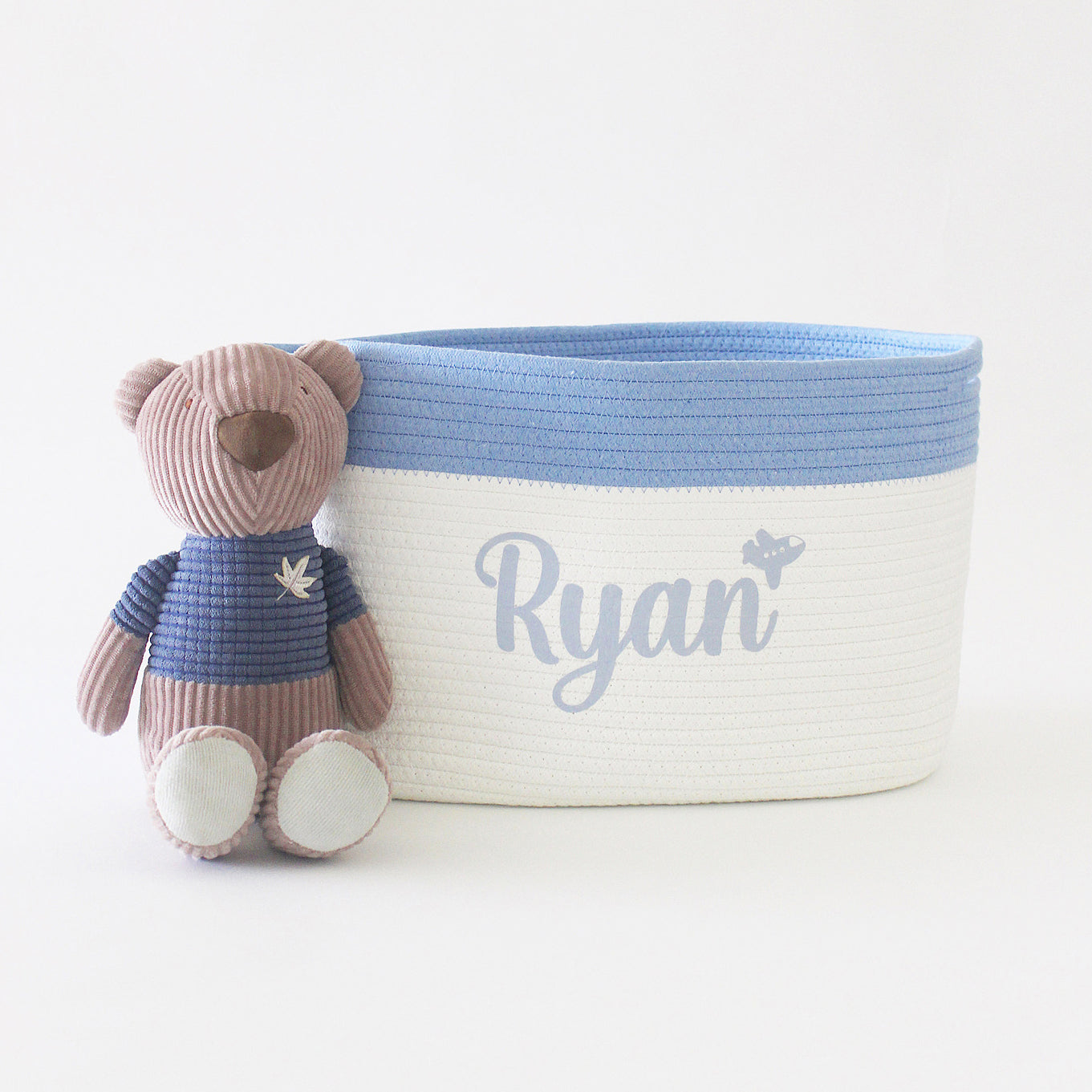 Personalized Storage Basket - Medium - Cursive - Blue