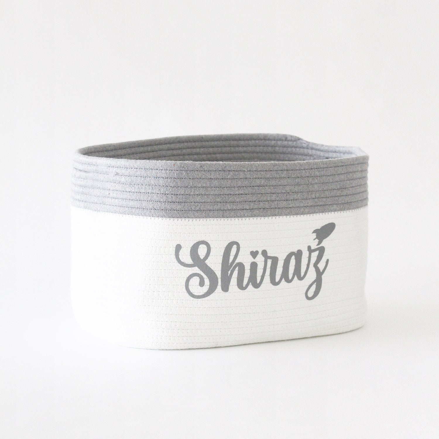 Personalized Storage Basket - Medium - Cursive - Grey