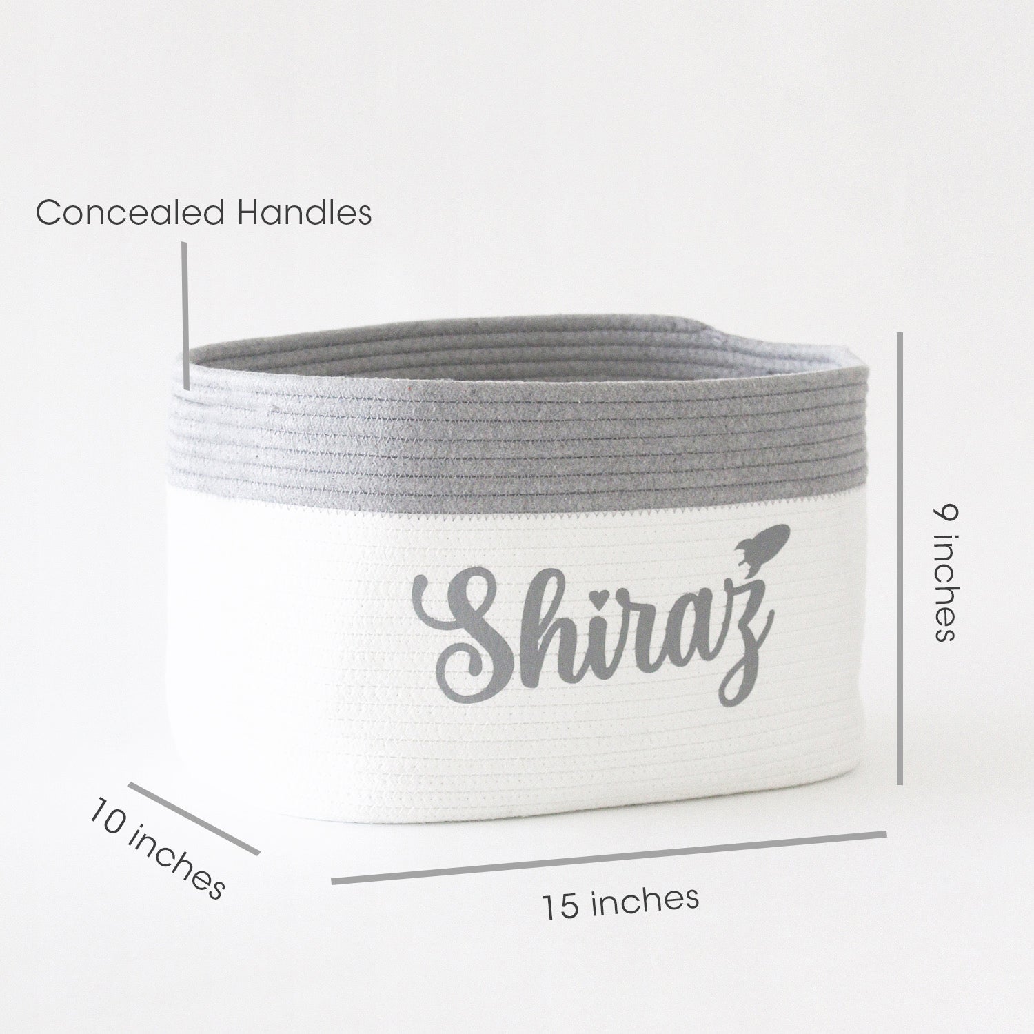 Personalized Storage Basket - Set of 3 - Grey