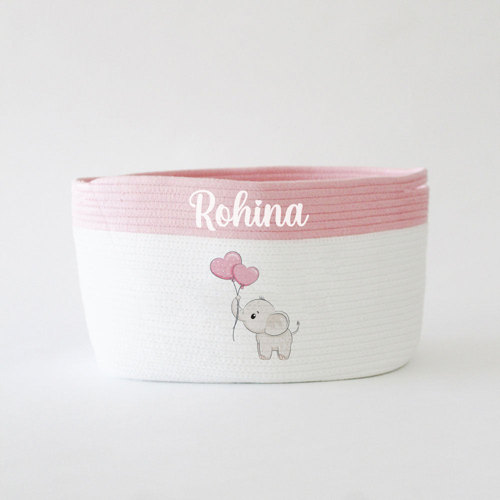 Personalized Storage Basket - Medium - Ellie Theme - Pink