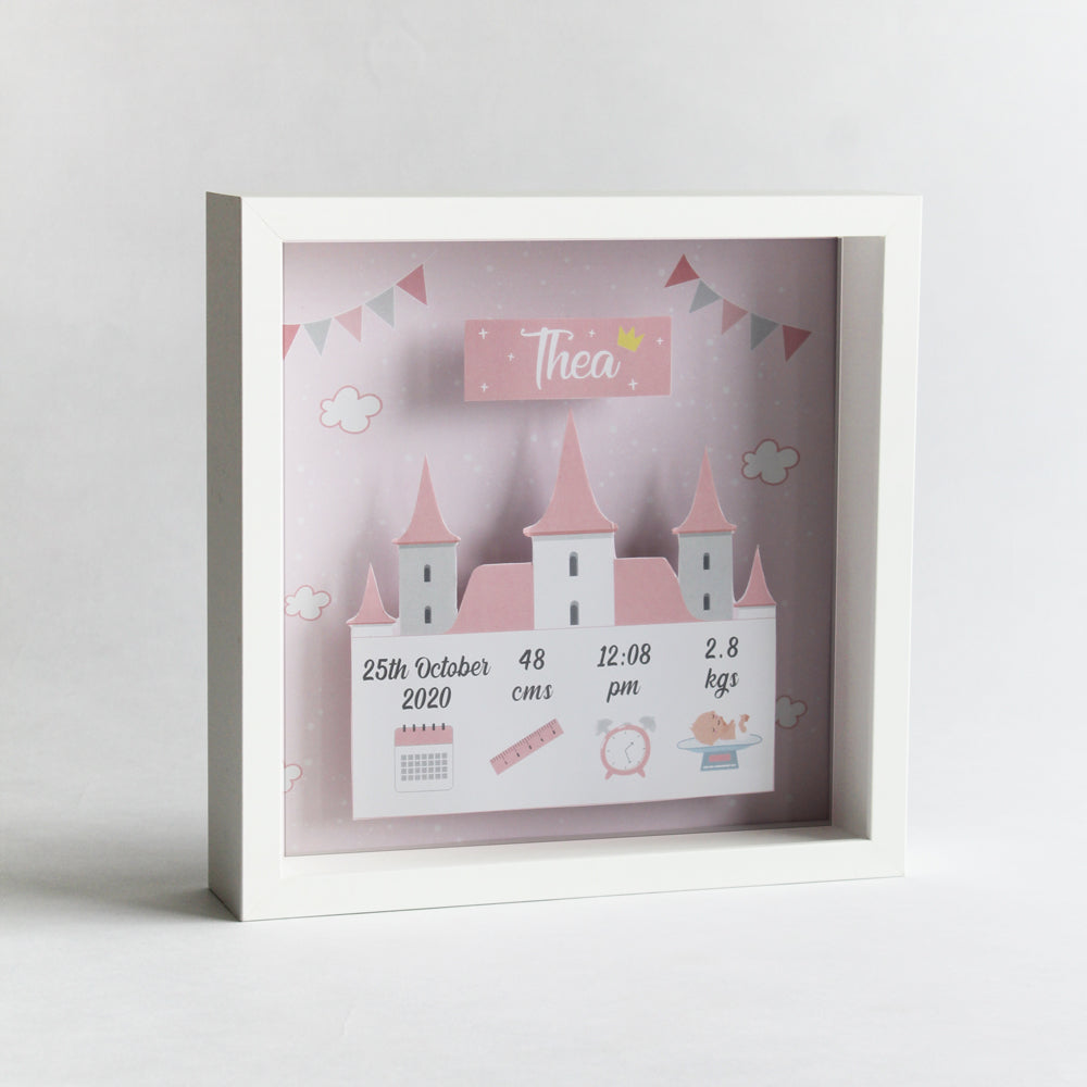 Shadow Box Birth Statistics Frame - Princess