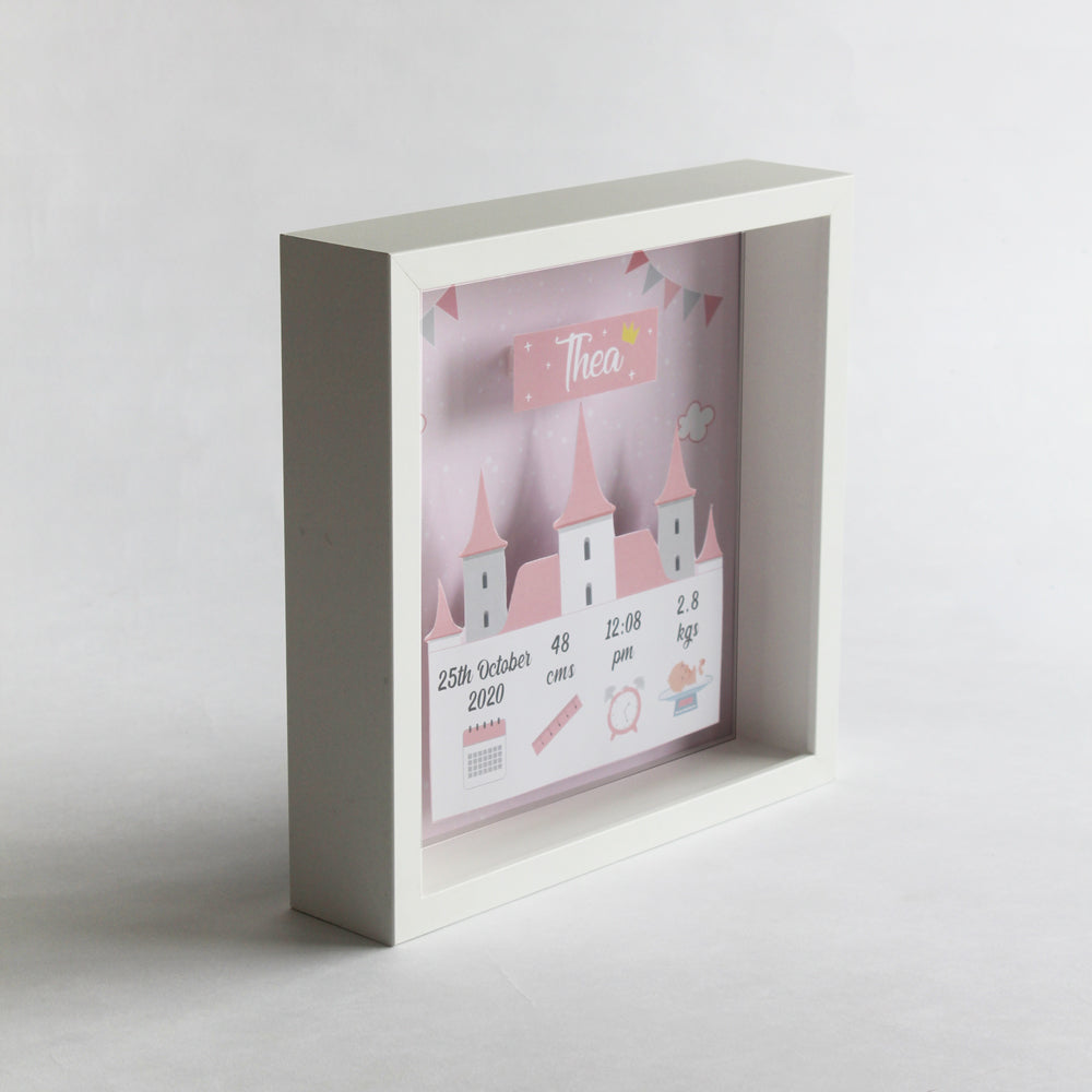 Shadow Box Birth Statistics Frame - Princess