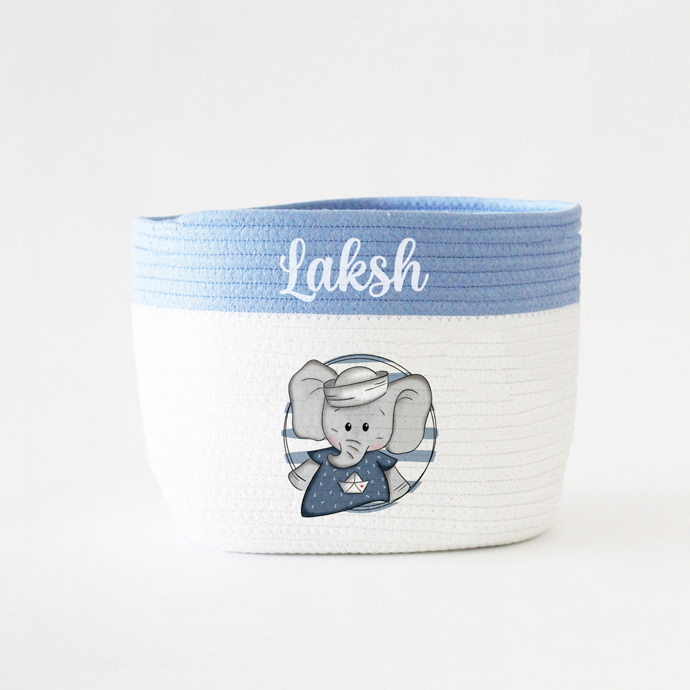 Personalized Storage Basket - Small - Sailor Theme - Blue