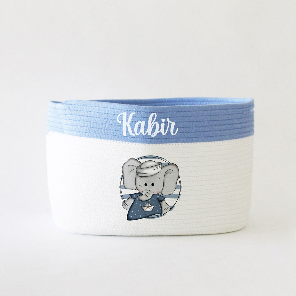 Personalized Storage Basket - Medium - Sailor Theme - Blue
