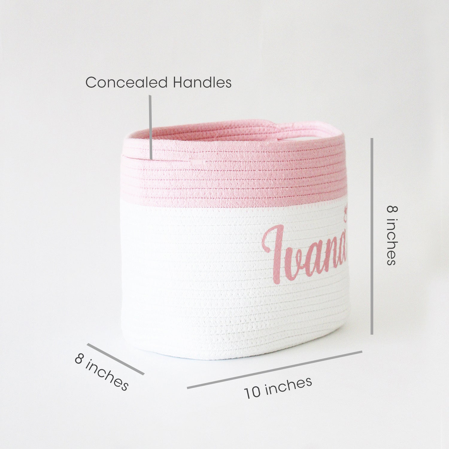 Personalized Storage Basket - Small - Cursive - Pink