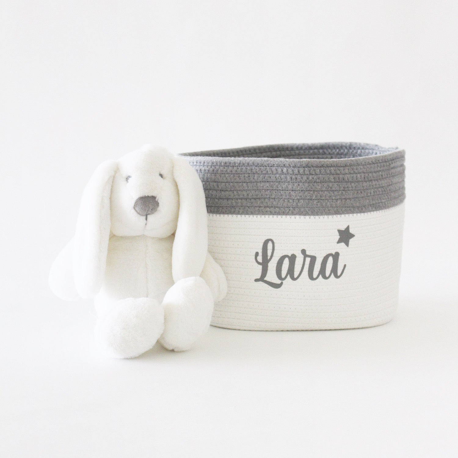 Personalized Storage Basket - Small - Cursive - Grey
