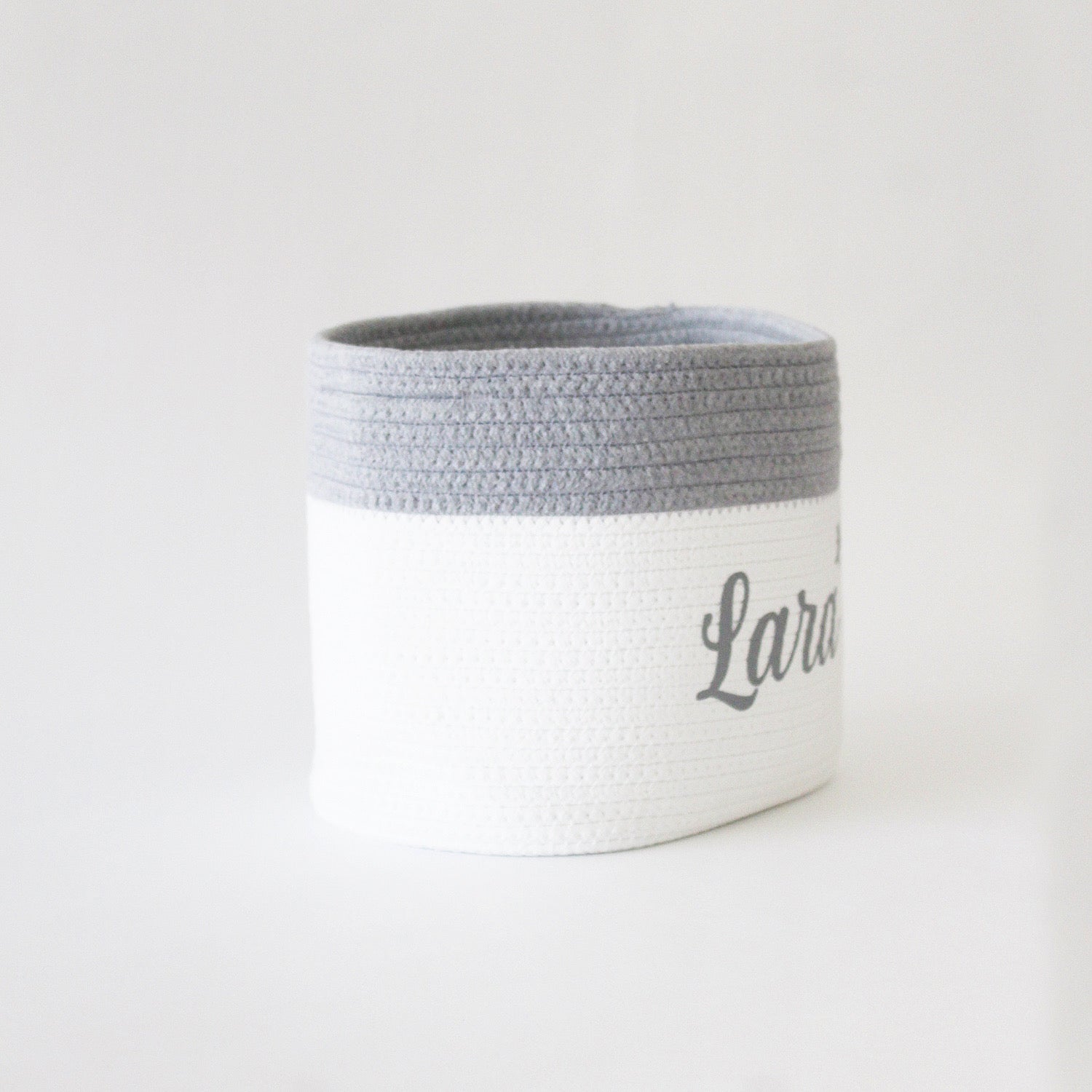 Personalized Storage Basket - Small - Cursive - Grey
