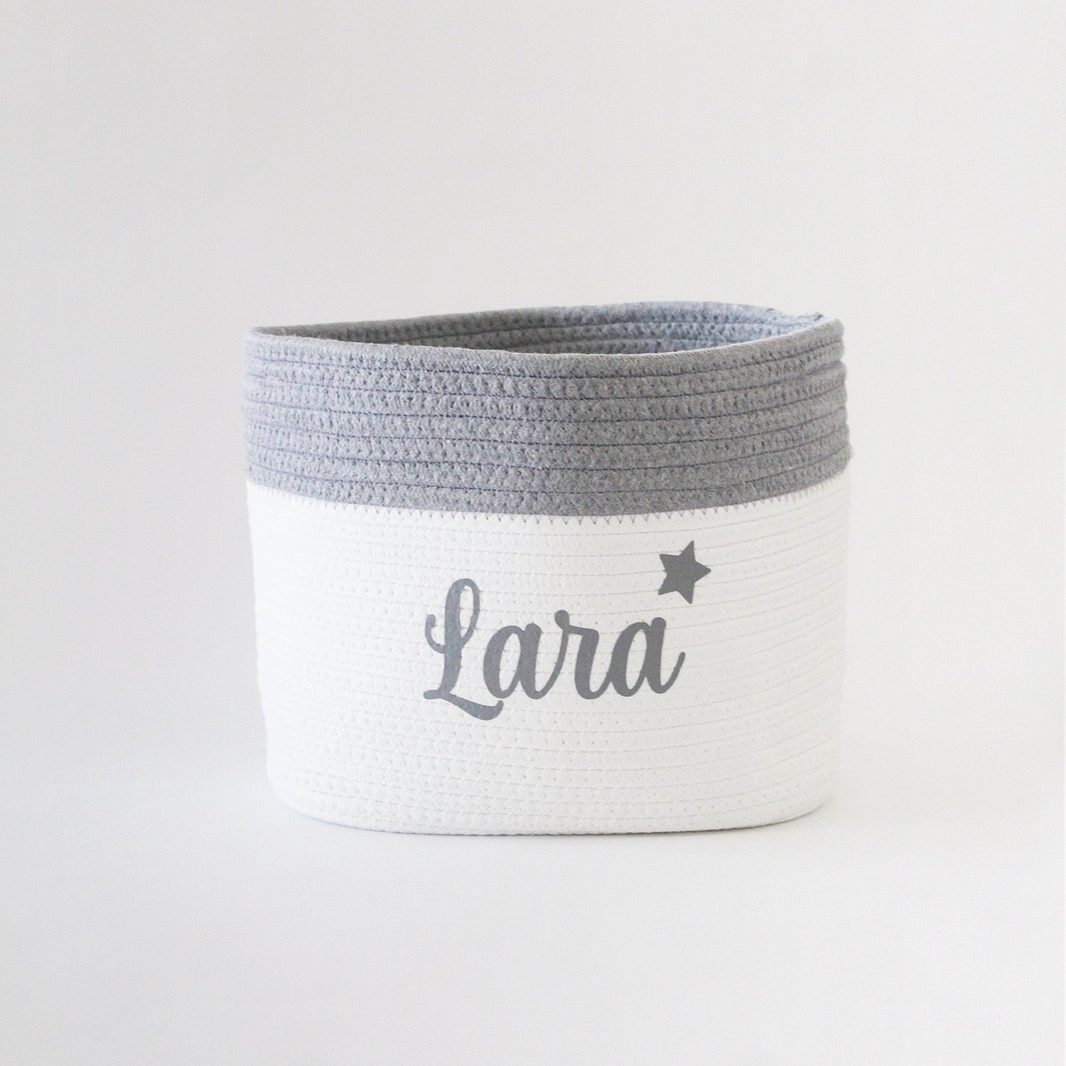 Personalized Storage Basket - Small - Cursive - Grey