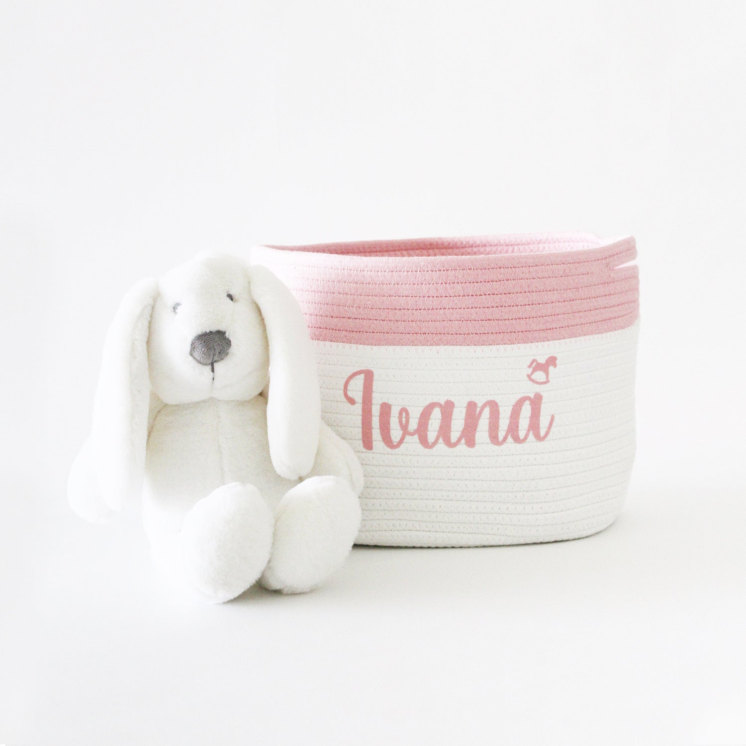 Personalized Storage Basket - Small - Cursive - Pink