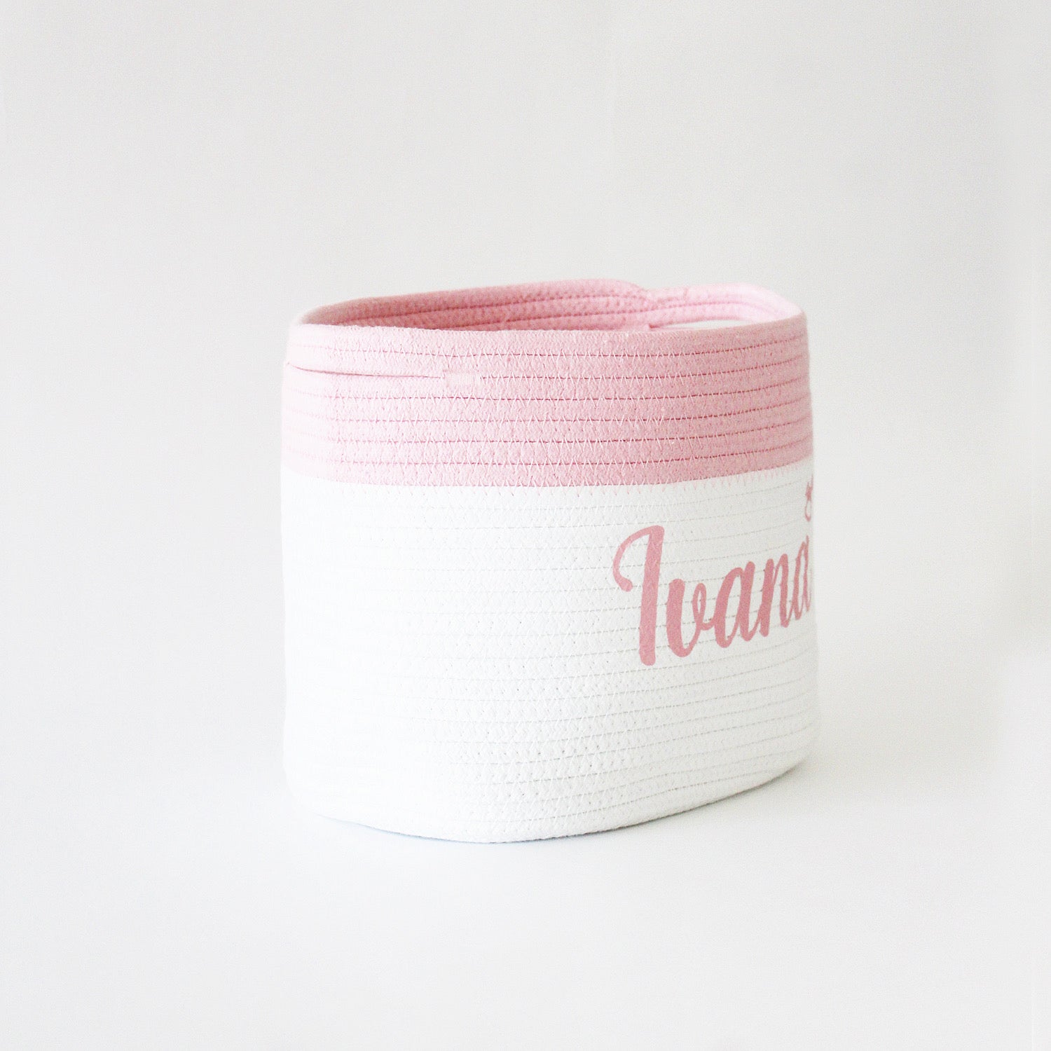 Personalized Storage Basket - Small - Cursive - Pink