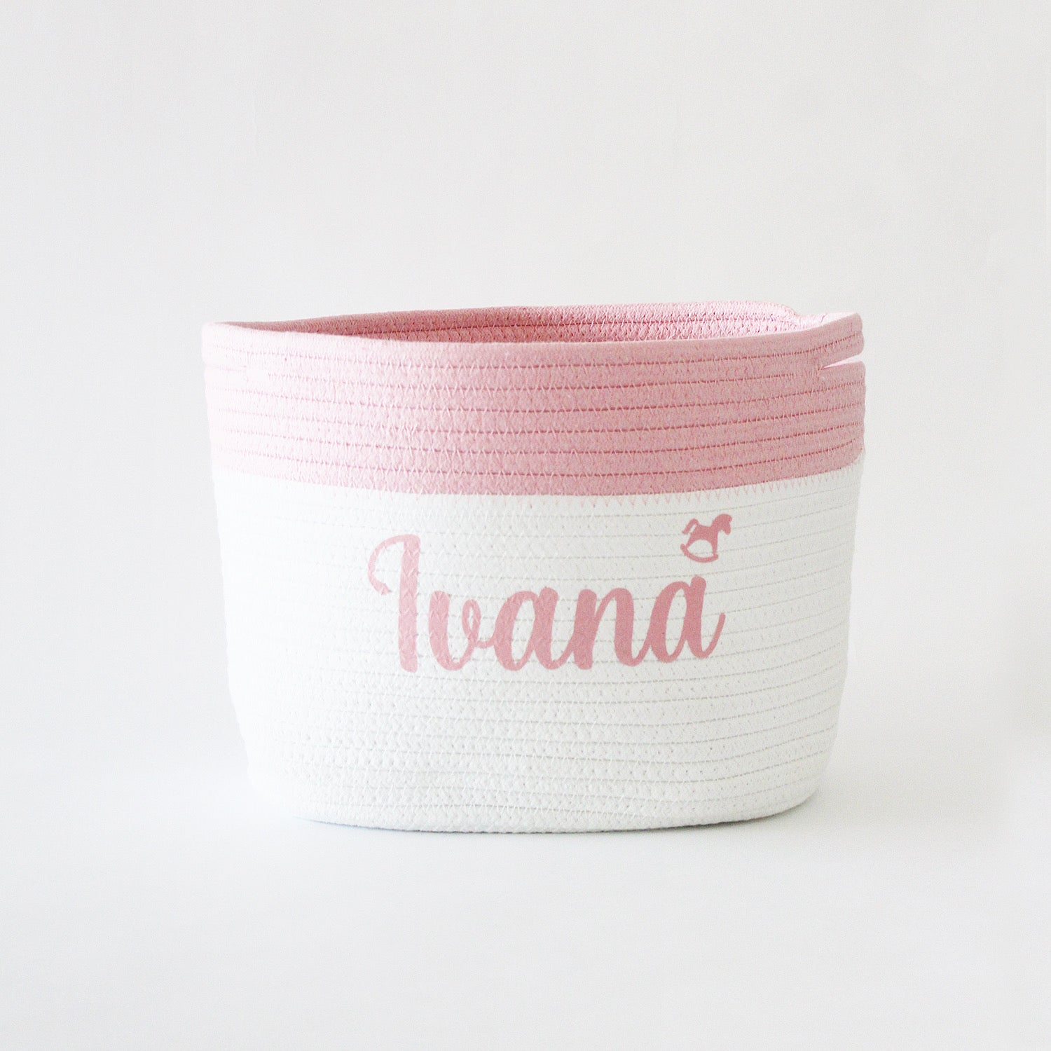 Personalized Storage Basket - Small - Cursive - Pink