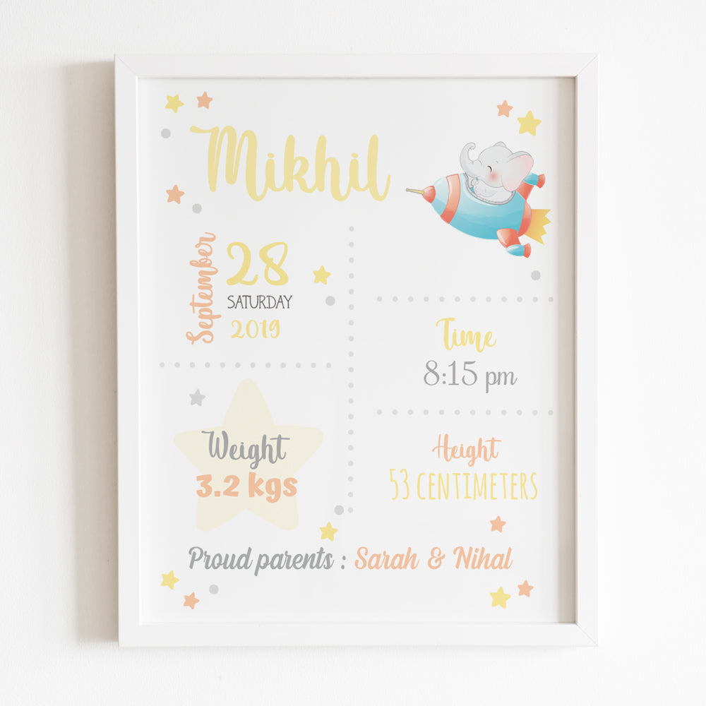 Birth Statistics Frame - Space Theme