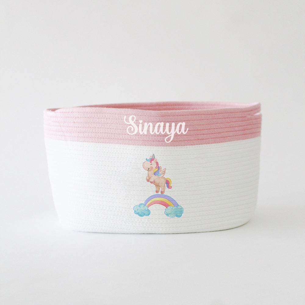 Personalized Storage Basket - Medium - Unicorn Theme