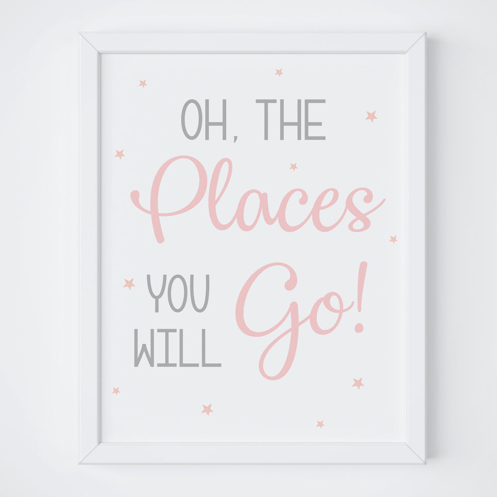 Oh, the places you will go - Frame Set - Pink
